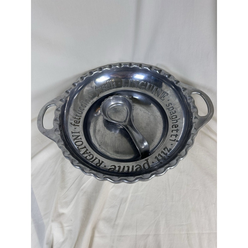 Lenox‎ Pasta Bowl With Spoon Rest Metal Serveware Rigatoni Linguine Fusilli